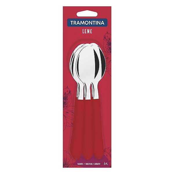 Colher Mesa Inox 6Pc Leme Vermelho Tramontina 23183670