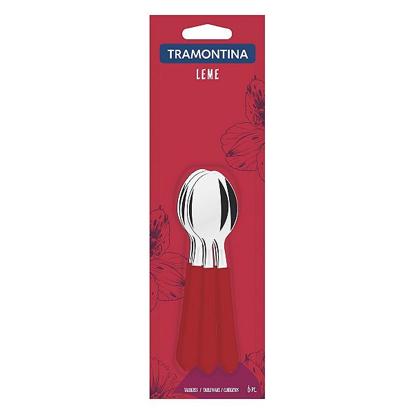 Colheres Cha Inox 6Pc Leme Vermelho Tramontina 23187670