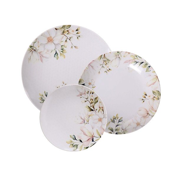 Jogo De Pratos 12 Pcs Magnolia Porcelana Tramontina 96589033