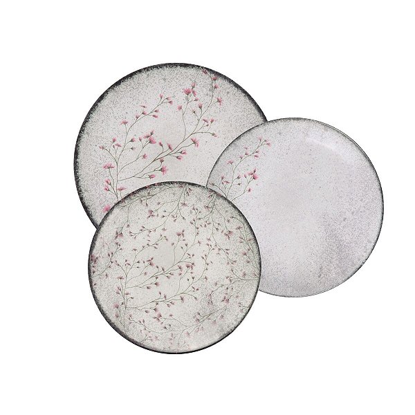 Jogo De Pratos 12 Pcs Floralis Porcelana Tramontina 96589041