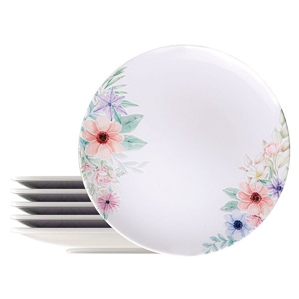 Kit Prato Raso 28Cm 6Pcs Floratta Tramontina 96950186