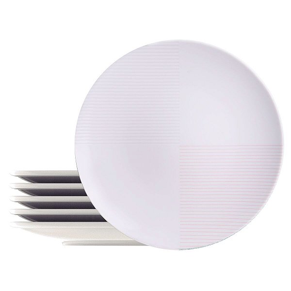 Kit Prato Raso 28Cm 6Pcs Grid Porcelana Tramontina 96950206