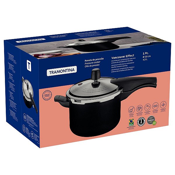Panela Pressao 4,5L 20Cm Vancouver Preto Tramontina 20591420