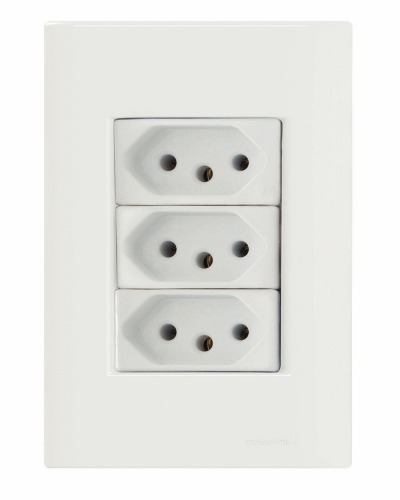 Conjunto 3 Tomada 20A Giz Branco Eletro Tramontina 57230079