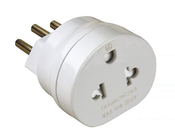 Plugue Adaptador Tomada 10A 250V Branco Tramontina 57400198