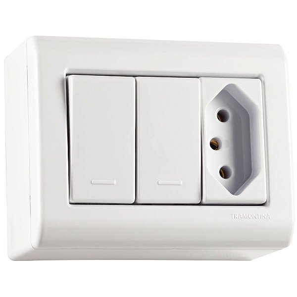 Caixa Interruptor Simples Tomada 10A Tramontina 57304022