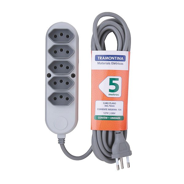 Extensão Múltitpla 5 Tomadas 5 Metros Tramontina 57504031