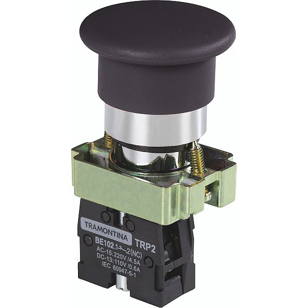 Botão Cogumelo Trp2-Bc22 1Nf Preto Metal Tramonti 58015670