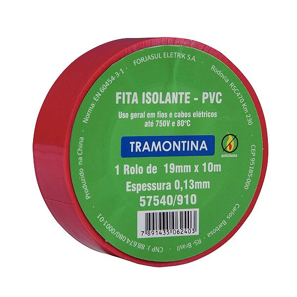 Fita Isolante Vermelha 10 M 0,13 Mm X 19 Mm 57546010