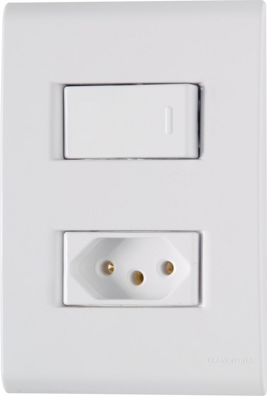 Cj Interruptor Simples Tomada 2P+T 10A Tramontina 57170264