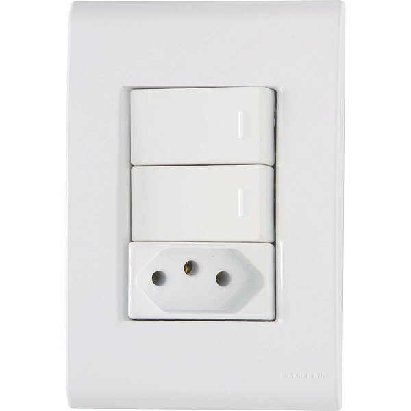 Cj Interruptor Simples Tomada 2P+T 10A Tramontina 57170073