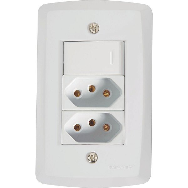 Cj Interruptor Simples Tomada 2P+T 10A Tramontina 57145087