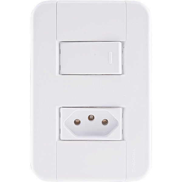 Cj Interruptor Simples Tomada 2P+T 10A Tramontina 57240064