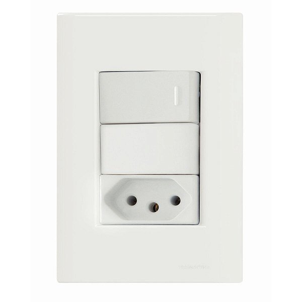 Cj Interruptor Simples Tomada 2P+T 10A Tramontina 57230064