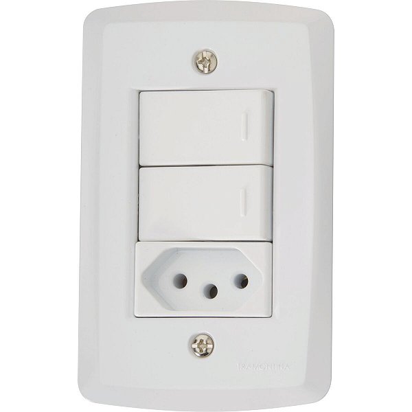 Conjunto Interruptor Simples Tomada 10A Lux2 Tram 57145073
