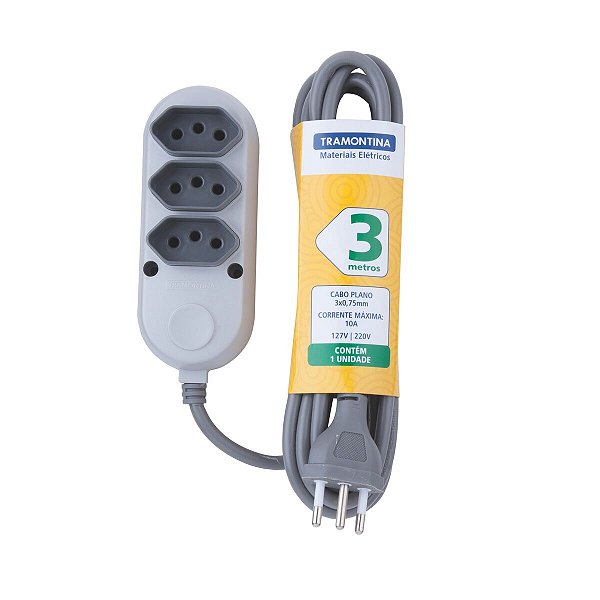 Extensão Múltipla 3 Tomadas 2P+T 10 A 250 V 3 M 57504020