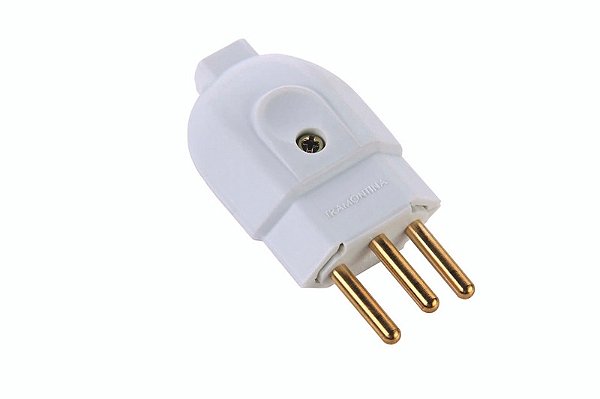 Plugue Macho 2P+T 10A 250V~ Cor Branco Tramontina 57402103