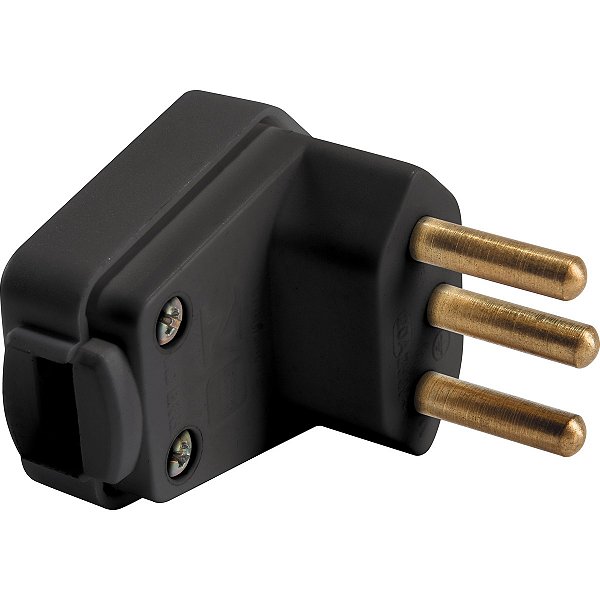 Plugue Angular 2P+T 10A Preto Priscus Tramontina 57403010