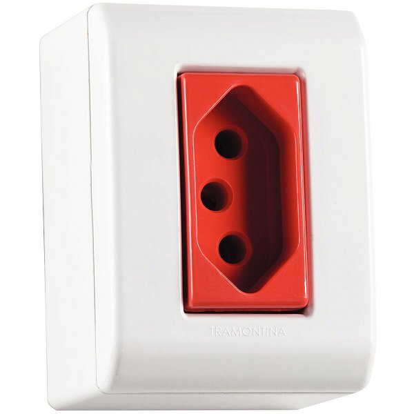 Caixa Sobrepor Tomada 20A Lizflex Vermelha Branca 57304019