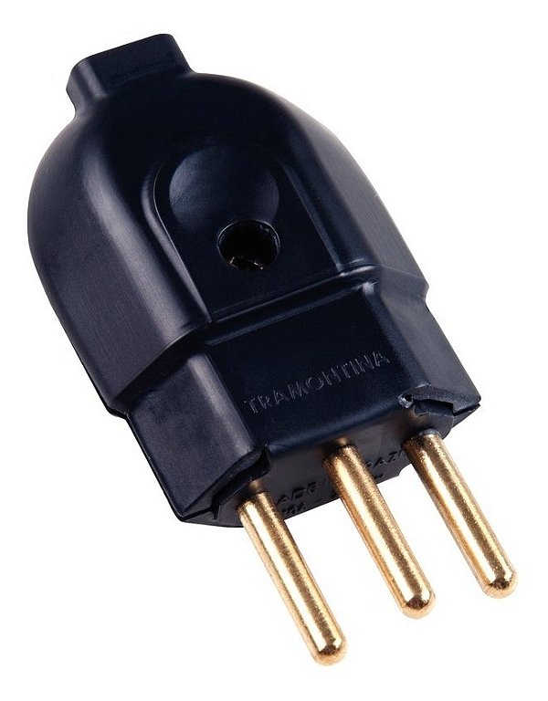 Plugue Macho 2P+T 10A/250V Preto Tramontina 57403103
