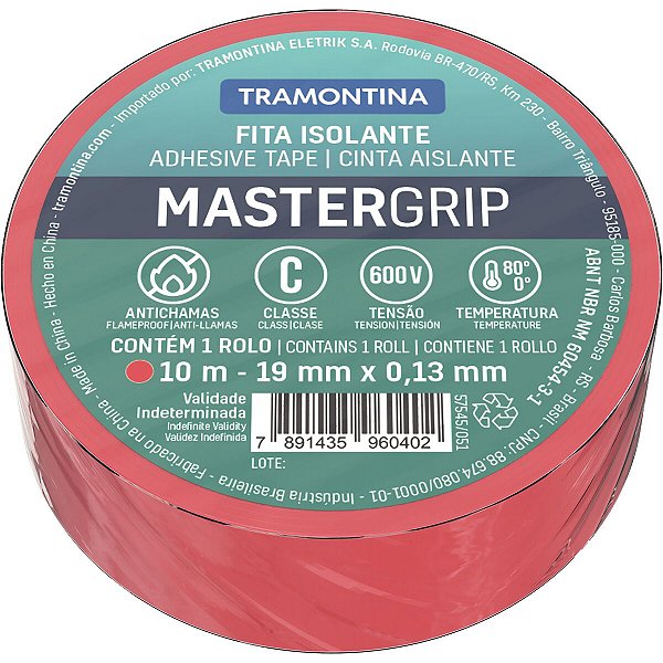 Fita Isolante Vermelha10M 0,13X19Mm Tramontina 57545051