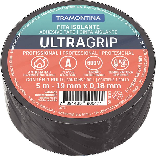 Fita Isolante Preta 5M 0,18X19Mm Tramontina 57545500