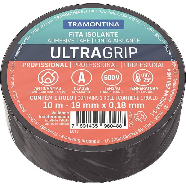Fita Isolante Preta 10M 0,18X19Mm Tramontina 57545501