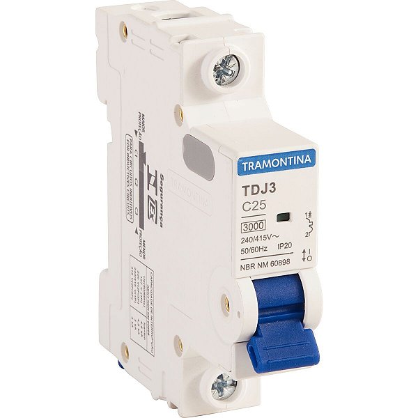 Minidisjuntor Tdj3-1C25 1P 25A 3Ka Tramontina 58011107