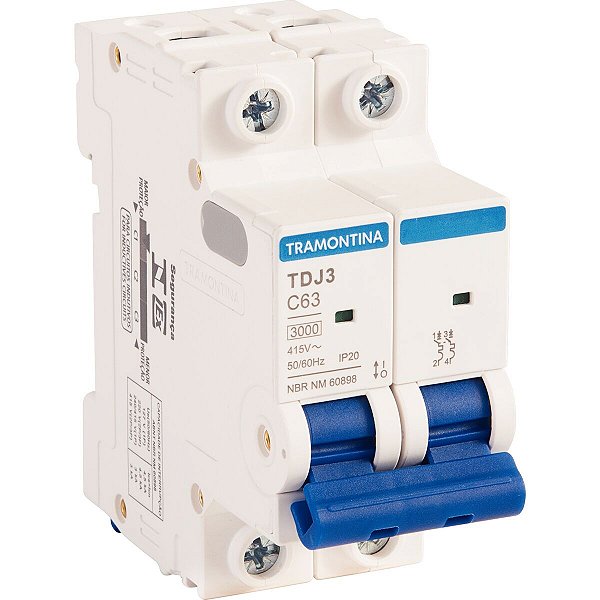 Minidisjuntor Tdj3-2C63 2P 63A 3Ka Tramontina 58012111