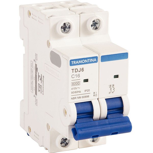 Minidisjuntor Tdj6-2C16 2P 16A 6Ka Tramontina 58012135