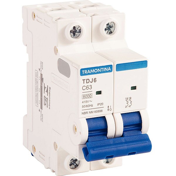 Minidisjuntor Tdj6-2C63 2P 63A 6Ka Tramontina 58012141