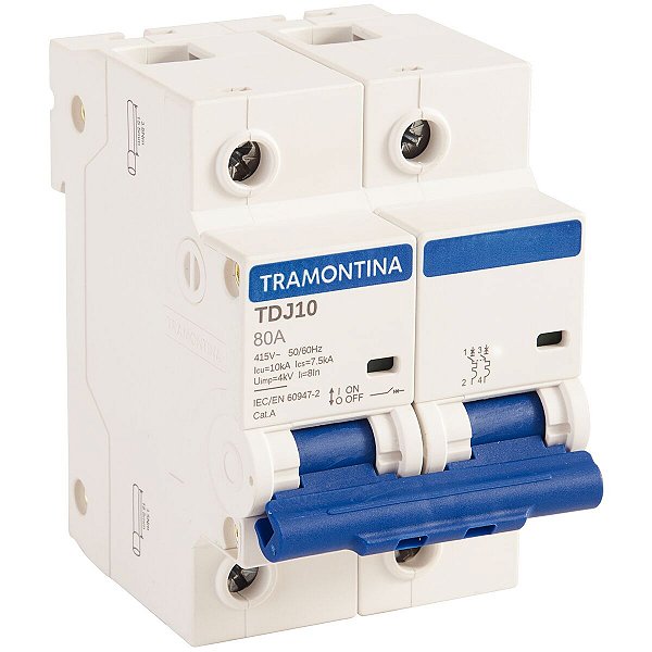Minidisjuntor Tdj102C80 2P80A 10Ka Tramontina 58012143