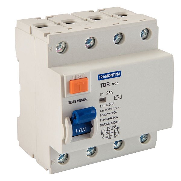 Disjuntor Tdr-4P 25 Ac 3P+N 25A 30Ma 6Ka Tramontina 58014075