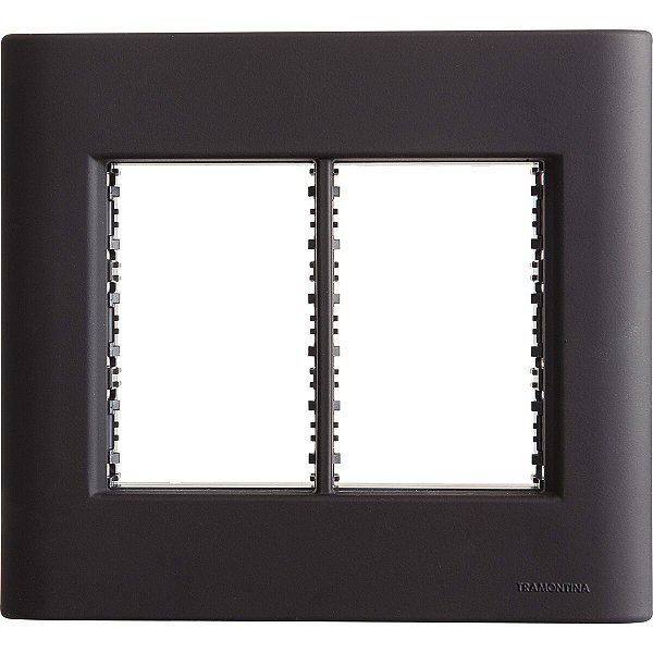 Espelho Placa 6P 4X4 Giz Preto Soft Touch Tramontin 57200088