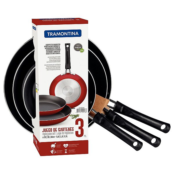 Jogo Frigideiras Alum 3Pc Vermelho Tramontina 20199707