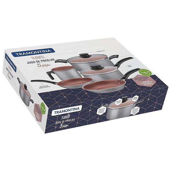 Jogo Panelas Alum 5Pc Turim Cinza Tramontina 20298180