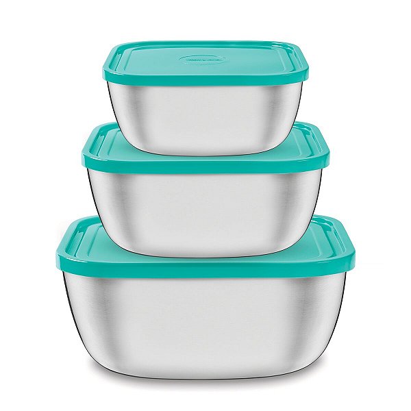 Jg Potes Quad Aco Inox Tampa Verde 3Pc Tramontina 64220937