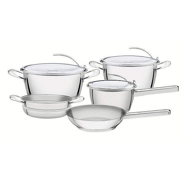 Jg Panelas Aco Inox 5 Pcs Ventura Tramontina 65360034