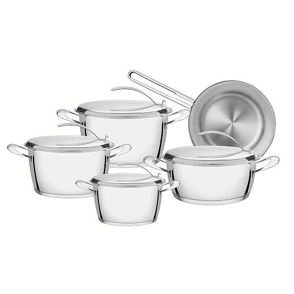 Jg Panelas Aco Inox 5 Pcs Ventura Tramontina 65360046