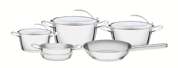 Jg Panelas Aco Inox 5 Pcs Ventura Tramontina 65360254