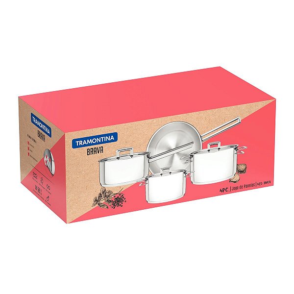 Jg Panelas Aco Inox 4 Pcs Brava Tramontina 65400023