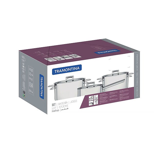Jg Panelas Aco Inox 3 Pcs Brava Tramontina 65400053