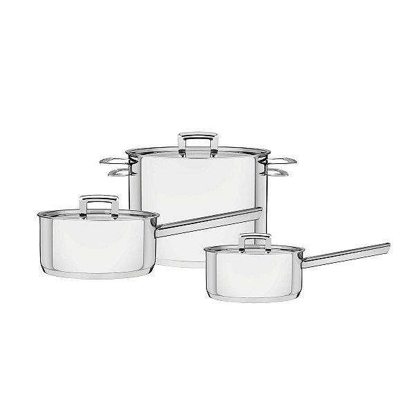 Jg Panelas Aco Inox 3 Pcs Brava Tramontina 65400086