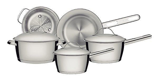 Jg Panelas Aco Inox 5 Pcs Allegra Tramontina 65650281