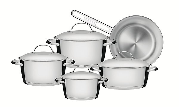 Jg Panelas Aco Inox 5 Pcs Allegra Tramontina 65660036