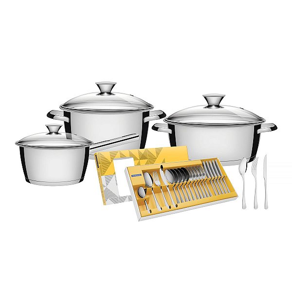 Jg Panelas Aco Inox 30 Pcs Allegra Tramontina 65660064