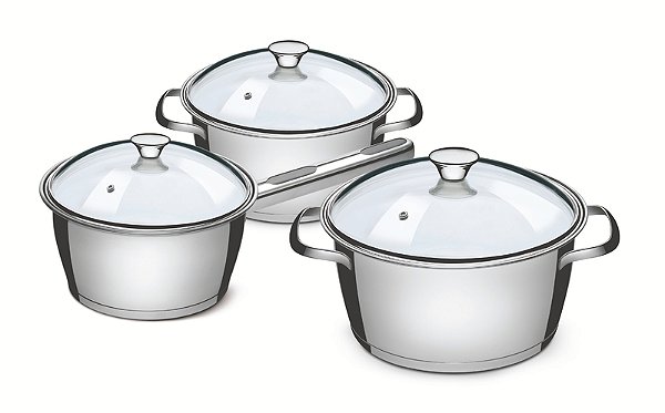 Jg Panelas Aco Inox 3 Pcs Allegra Tramontina 65660366
