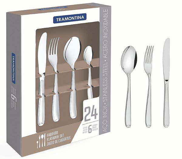Faqueiro Aco Inox 24Pcs Copacabana Tramontina 66901005