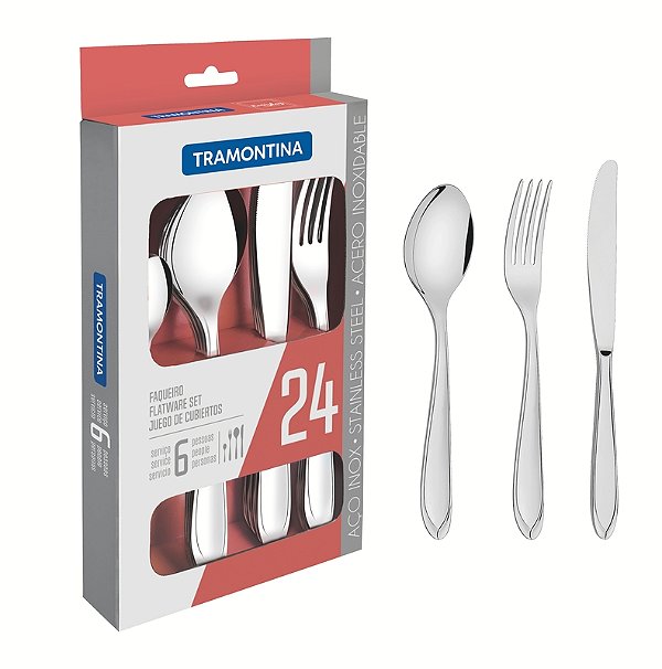 Faqueiro Aco Inox 24Pcs Aurora Tramontina 66907000