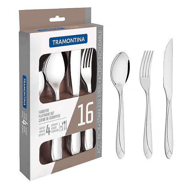 Faqueiro Aco Inox 16Pcs Aurora Tramontina 66907654